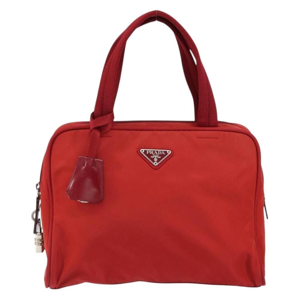 PRADA Hand Bag Nylon Red Silver Auth ep11558 - Picture 13 of 16